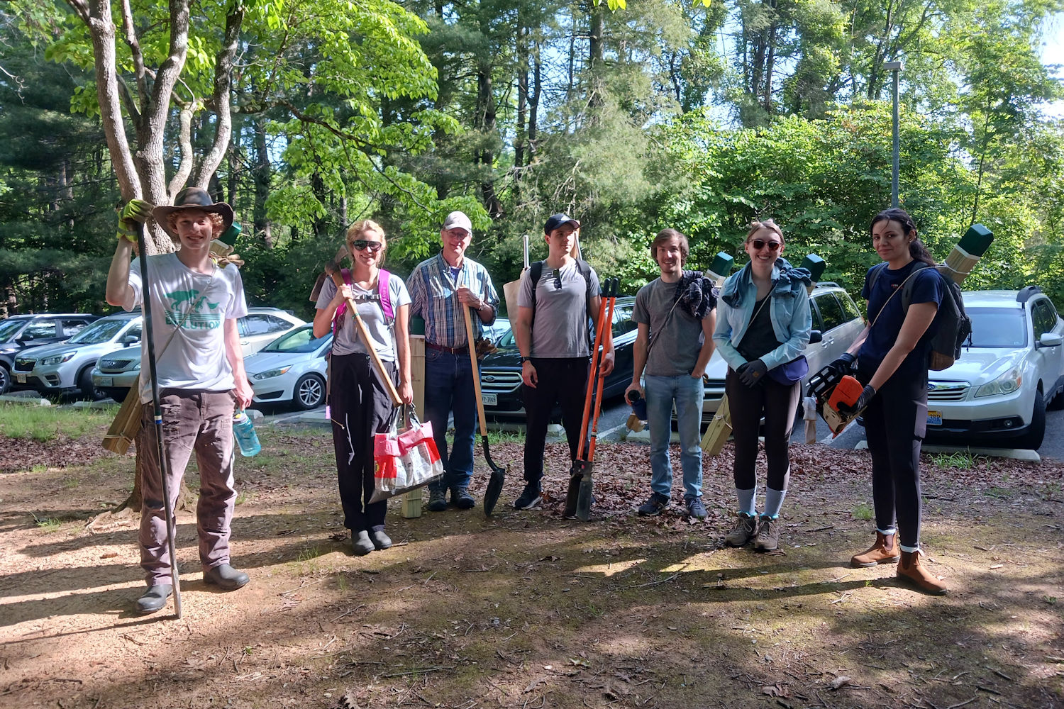Volunteers in parking lot